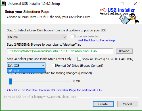Seleção USB Driver Universal USB Installer