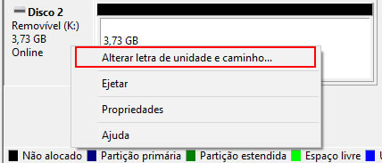 Alterar letra de unidade e caminho