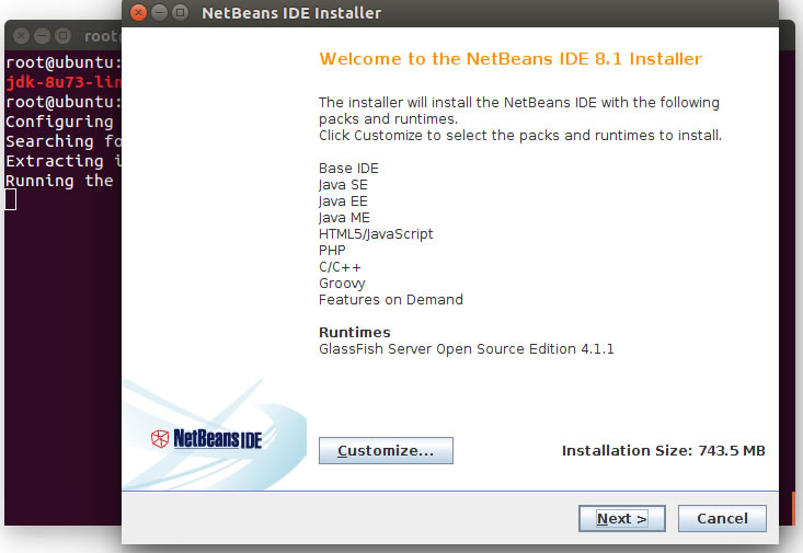 Instalador do Netbeans é lançado na tela do usuário