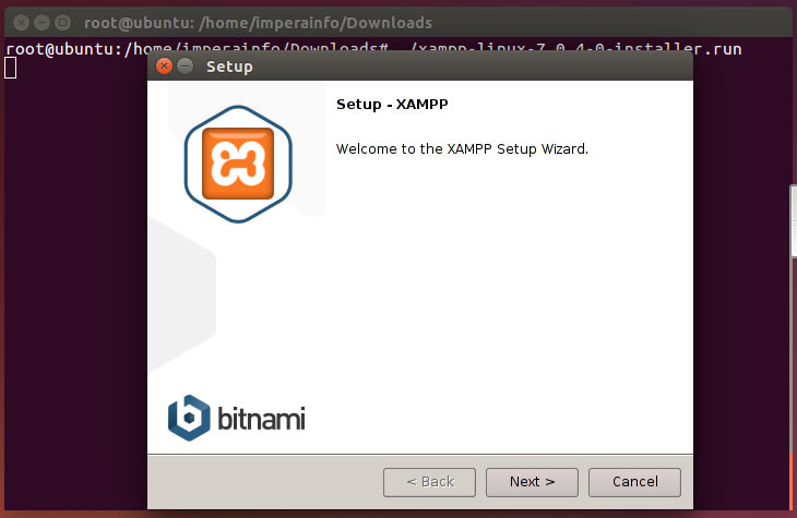 Assitente de instalação do software XAMPP