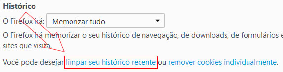 Limpar seu histórico recente