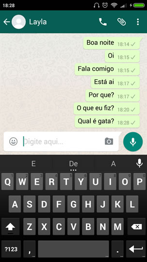 Mensagens enviadas para outro contato no WhatsApp