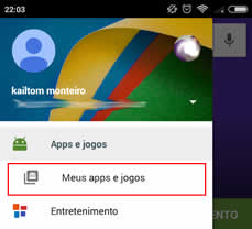 Meus apps e Jogos da Play Store